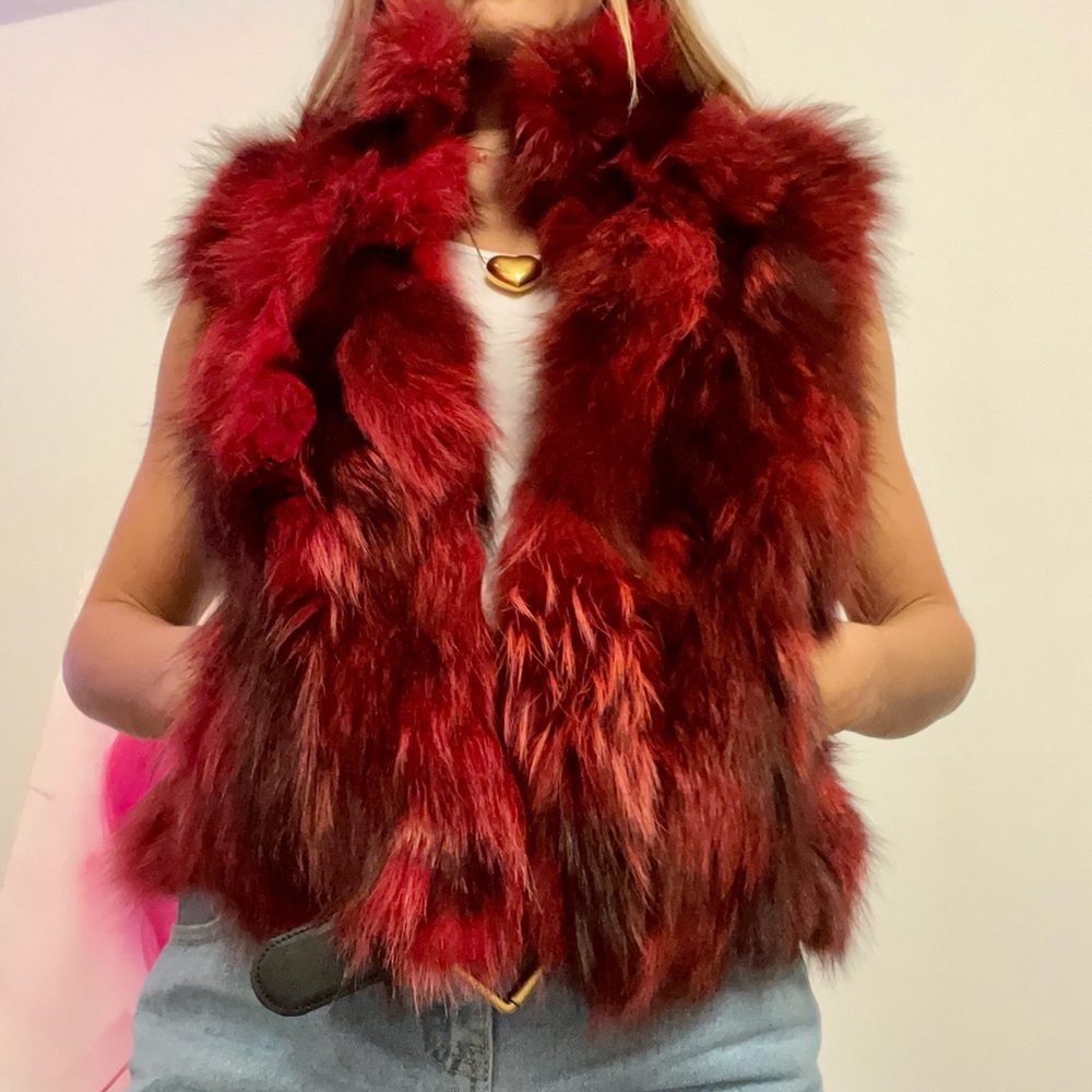 COPY - Fur Vest,  real fox fur  L height 23 inch chest width 17 inch
